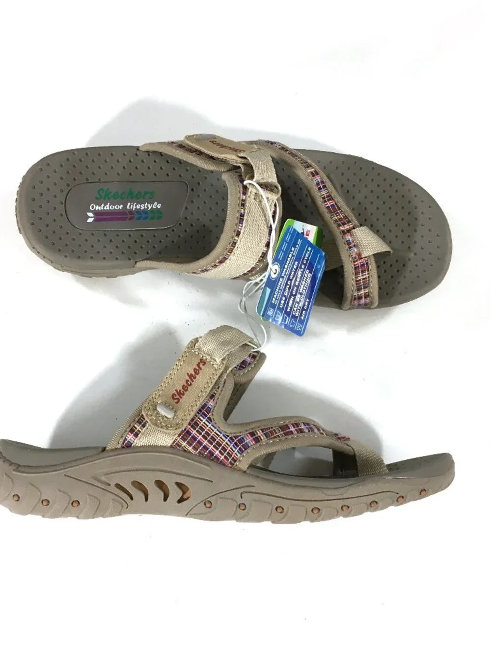 Skechers Reggae Sandals Womens Size 7 Tan Hook Loop Strap 179088S